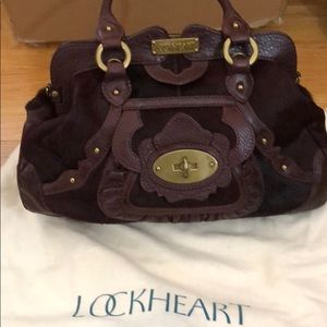 Authentic maroon leather and pony hair bag